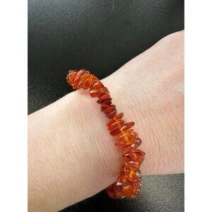 Womens Natural Amber Chip Bracelet Genuine Stretchy New Without Tags